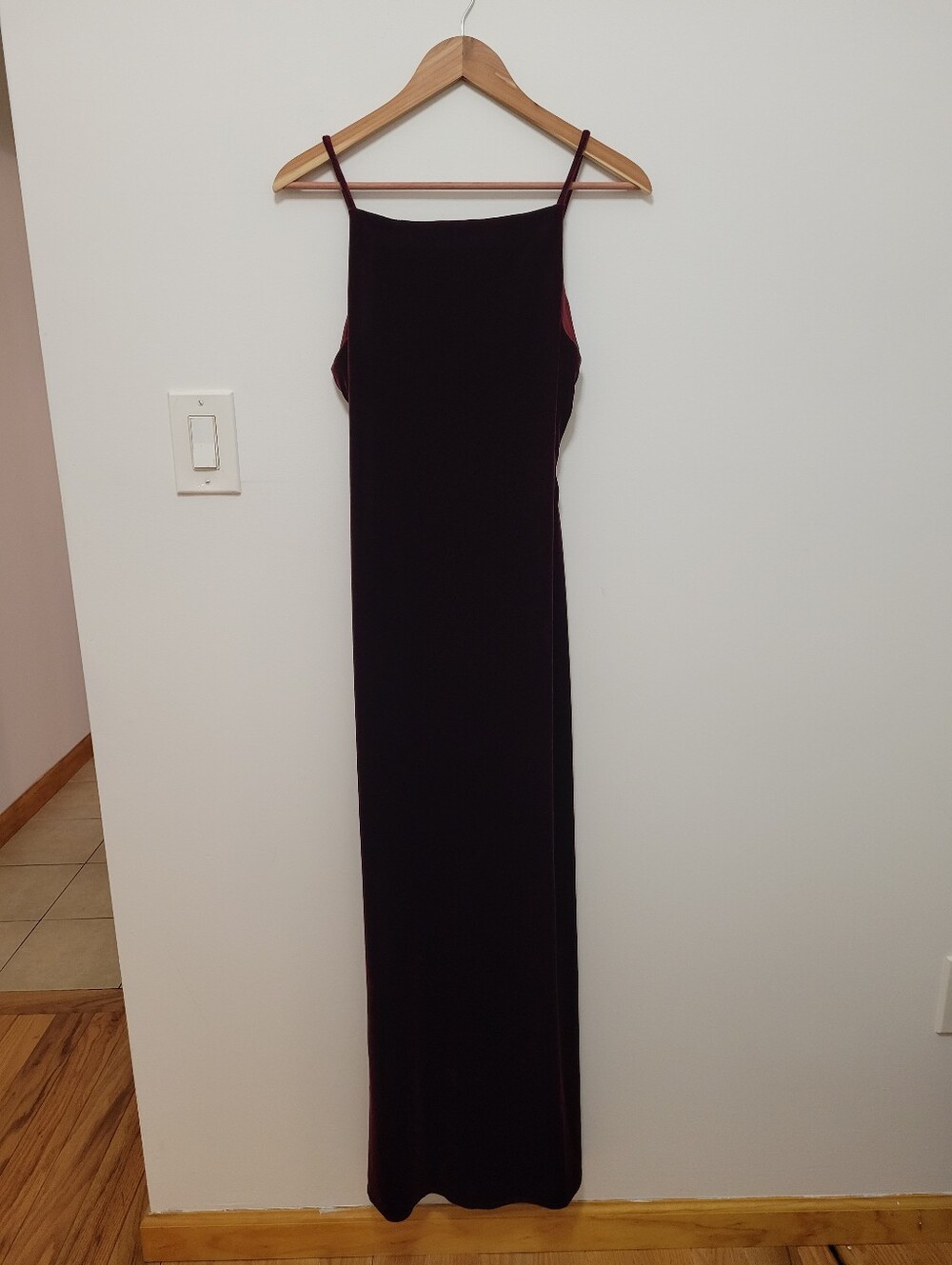 Vintage Roberta Bridal Velvet Maxi Dress in Deep Burgundy